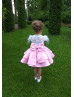 Pink Feather Sleeves Popular Flower Girl Dress